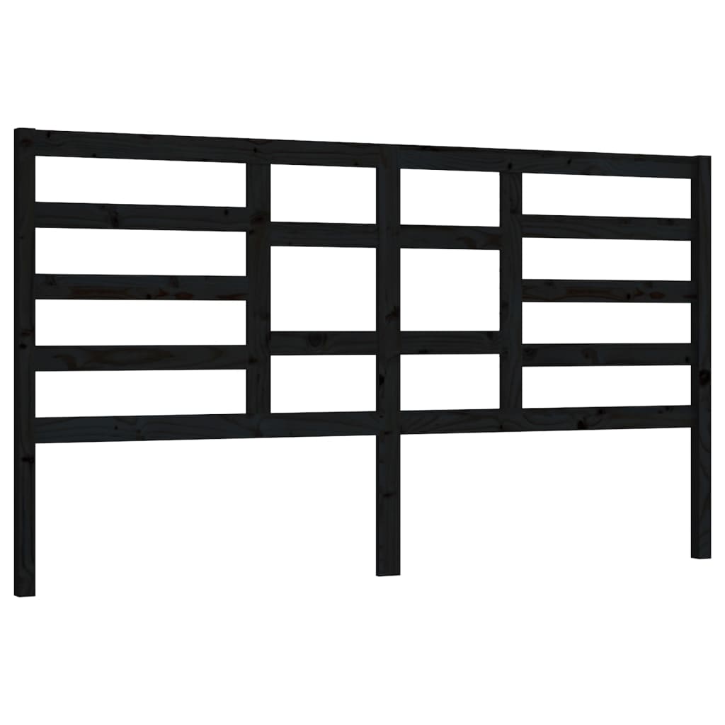 Bed Headboard Black 186 cm Solid Wood Pine