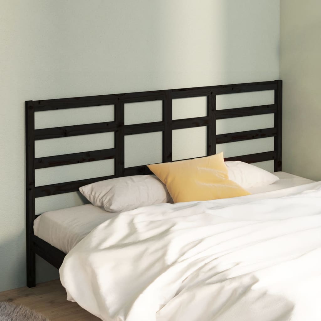 Bed Headboard Black 186 cm Solid Wood Pine