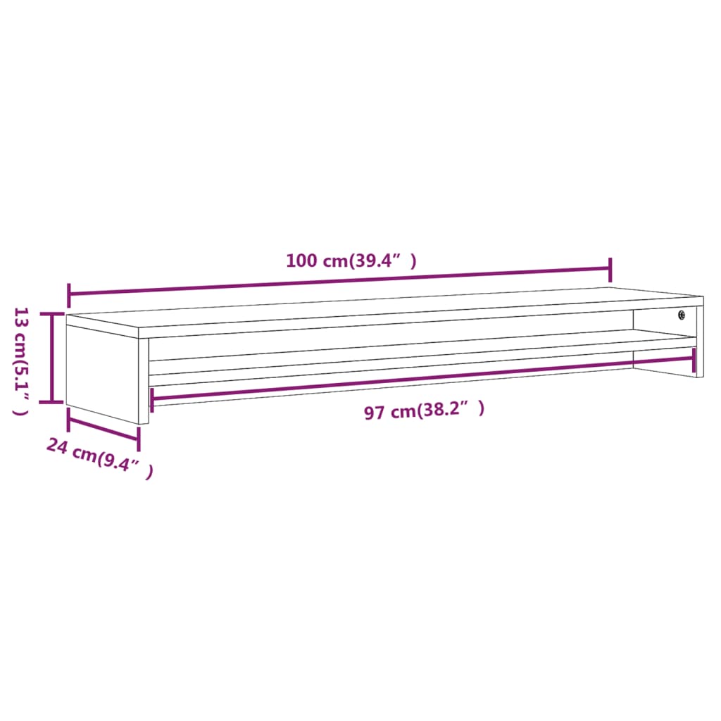Monitor Stand Grey Sonoma 100x24x13 cm Engineered Wood