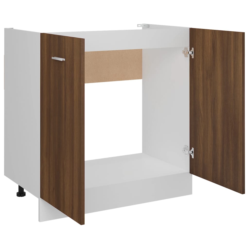Sink Bottom Cabinet Lyon Brown Oak 80x46x81.5 cm Engineered Wood