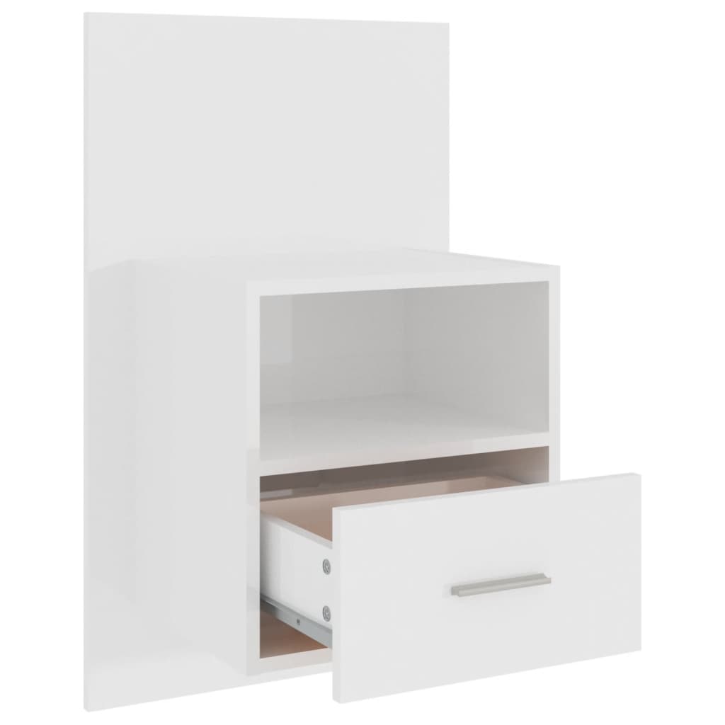 Wall-mounted Bedside Cabinets 2 pcs High Gloss White