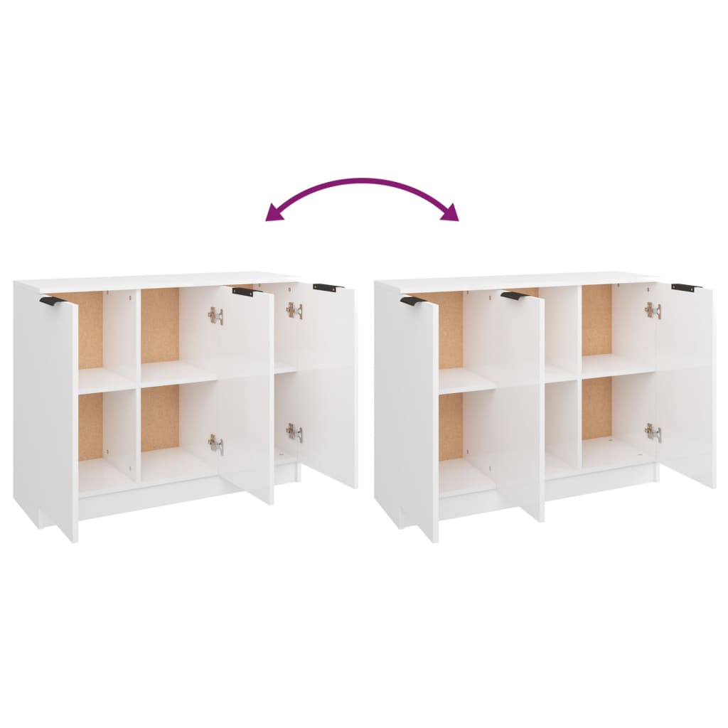 Sideboard High Gloss White 90.5x30x70 cm Engineered Wood