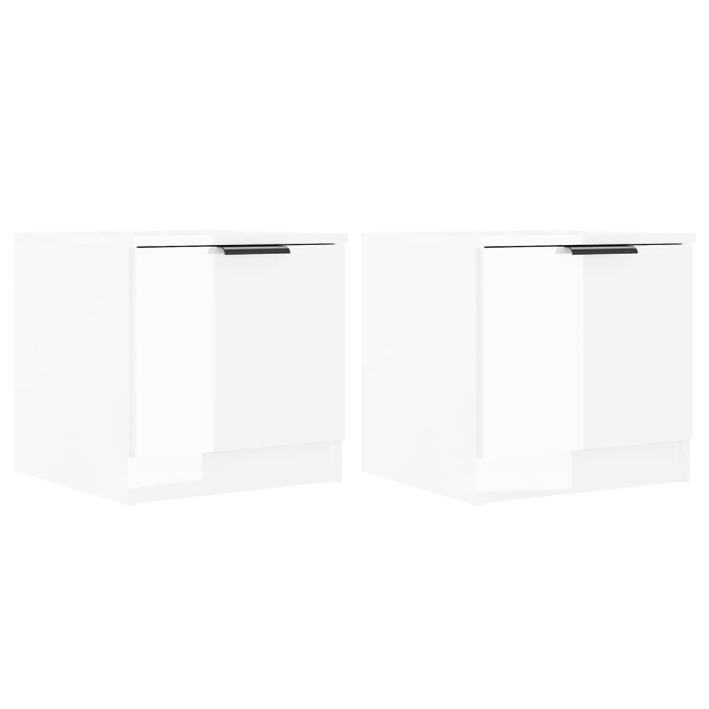 Bedside Cabinets 2 pcs High Gloss White 40x39x40 cm