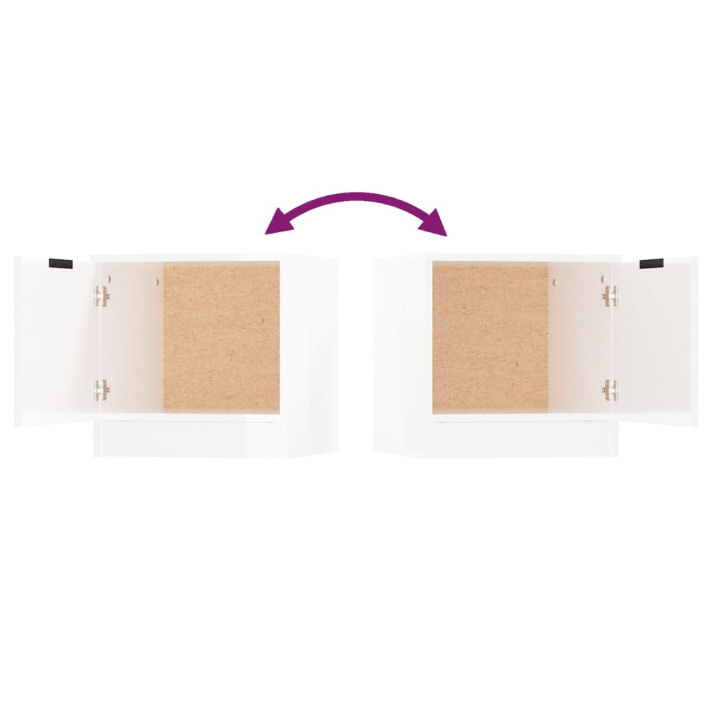 Bedside Cabinets 2 pcs High Gloss White 40x39x40 cm