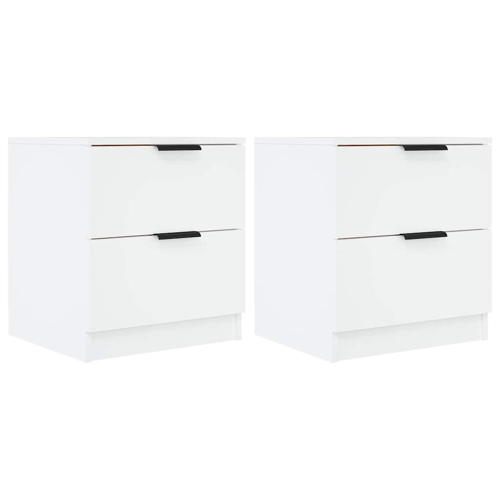 Bedside Cabinets 2 pcs White Engineered Wood