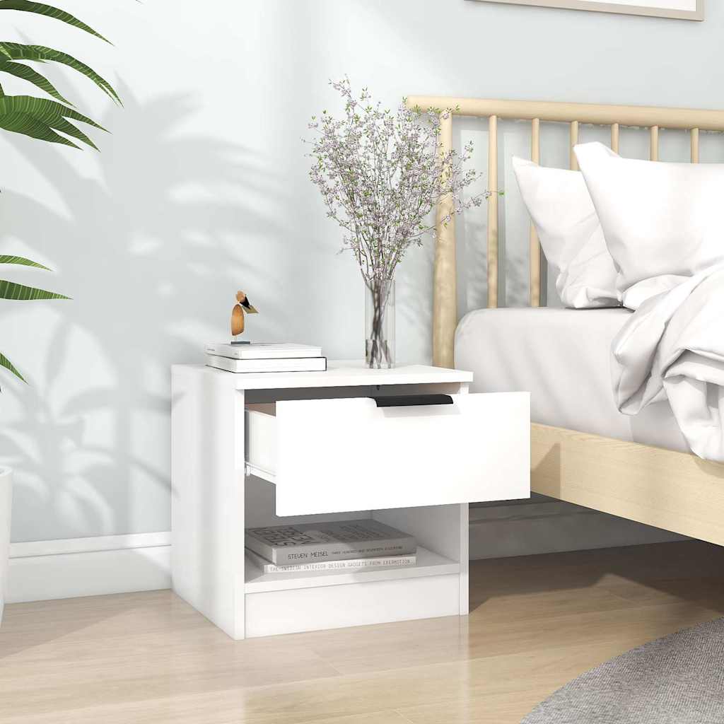 Bedside Cabinets 2 pcs White Engineered Wood