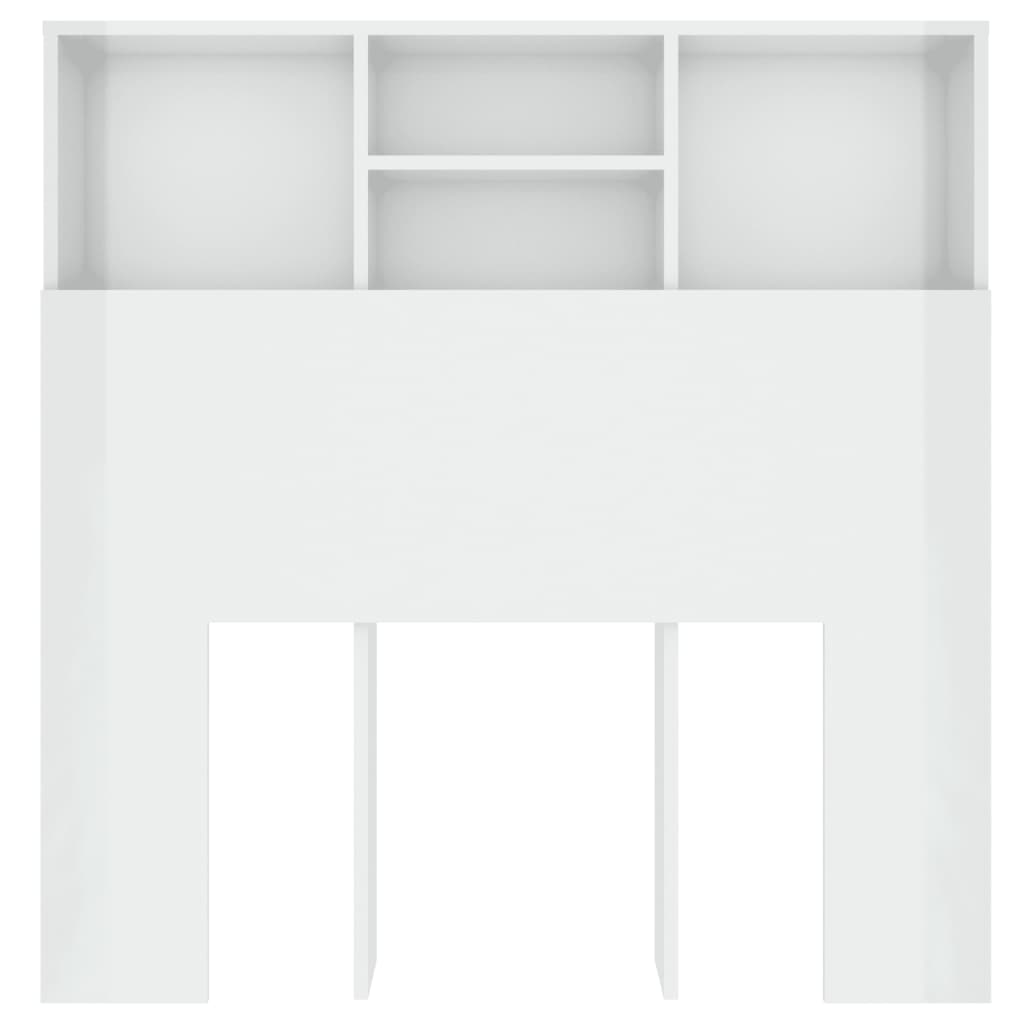 Headboard Cabinet High Gloss White 100x19x103.5 cm