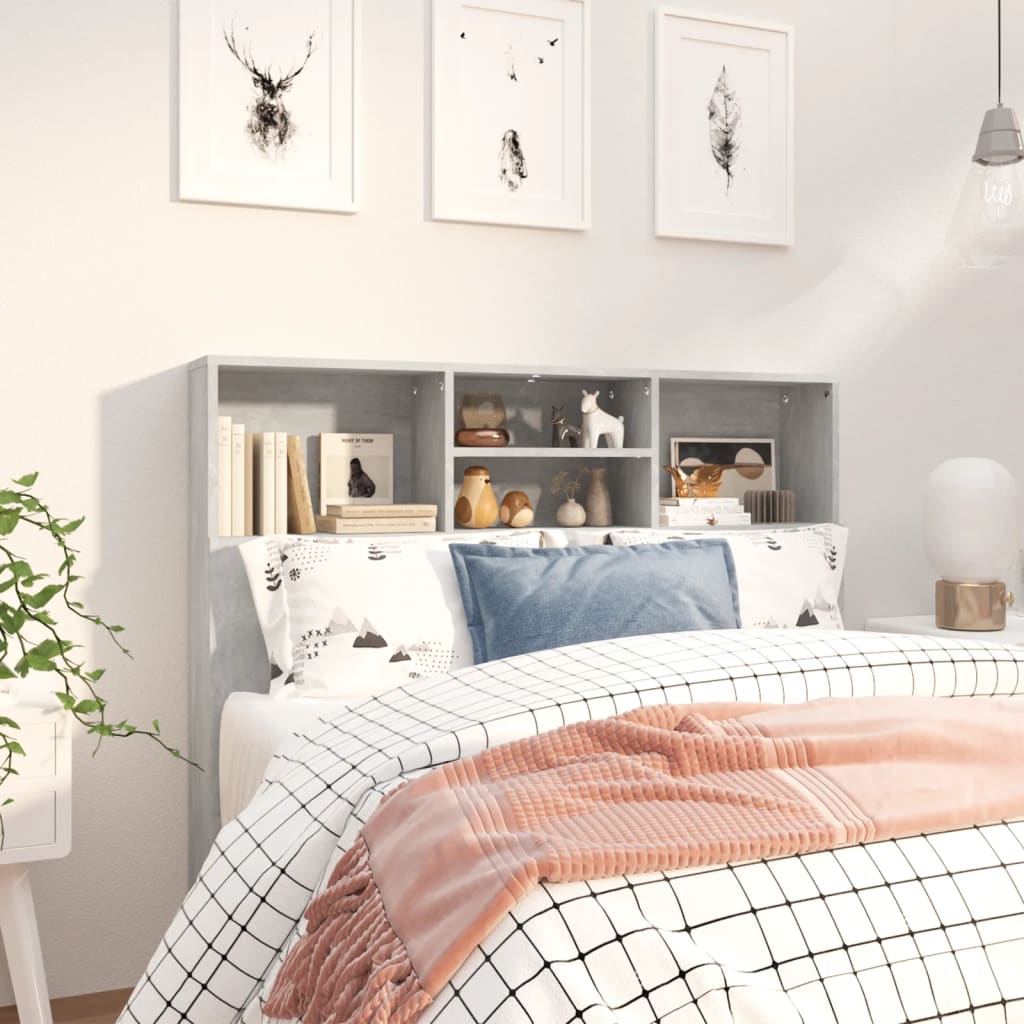 Headboard Cabinet Concrete Grey 120 cm
