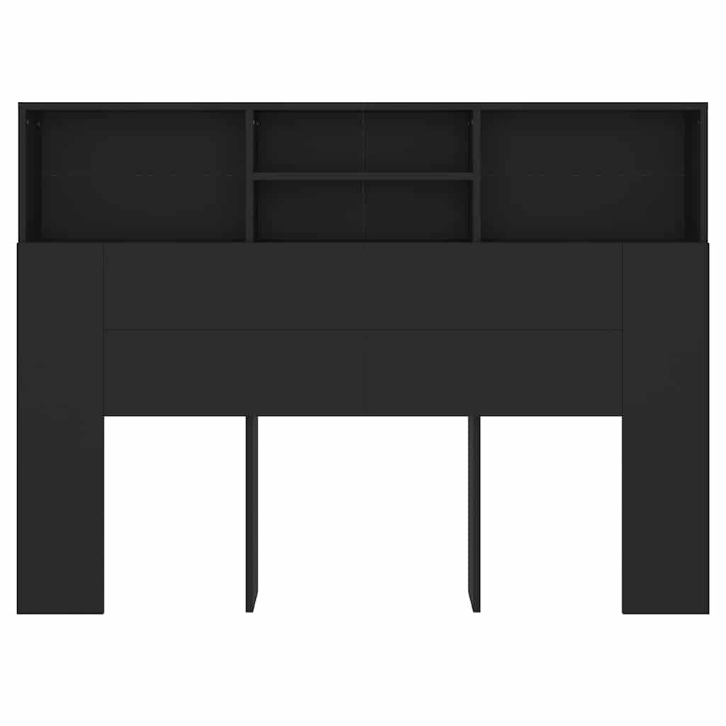 Headboard Cabinet Black 140 cm