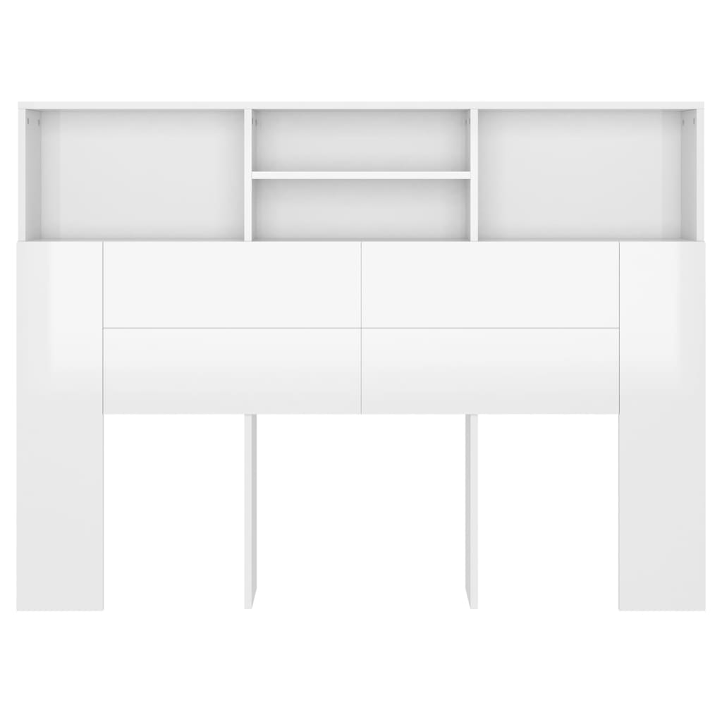 Headboard Cabinet High Gloss White 140 cm