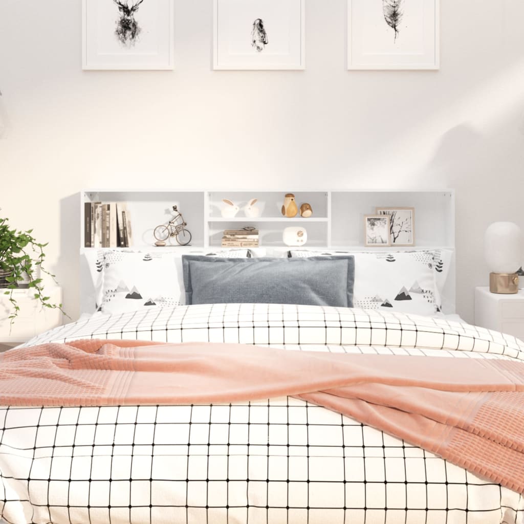 Headboard Cabinet High Gloss White 180x19x103.5 cm