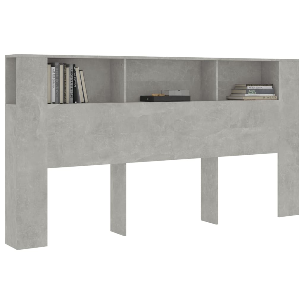 Headboard Cabinet Concrete Grey 200 cm