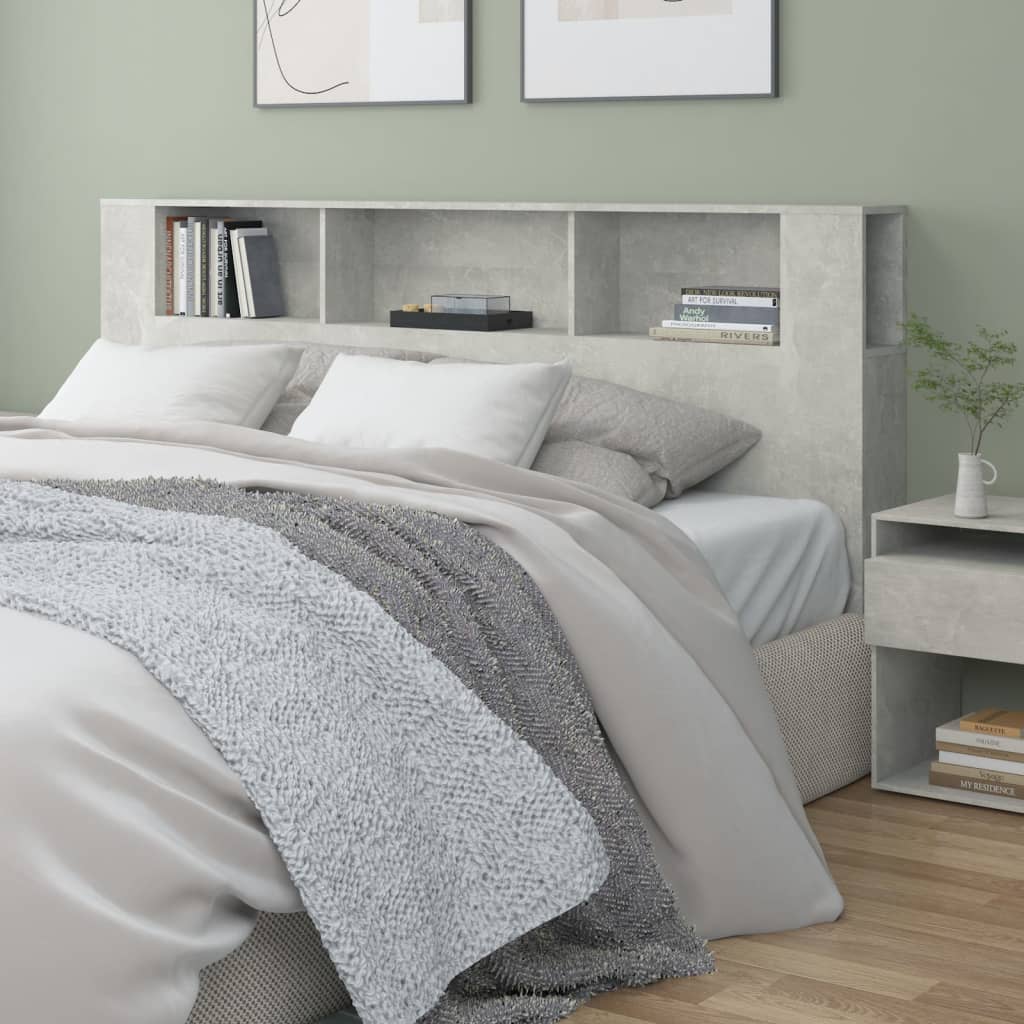 Headboard Cabinet Concrete Grey 200 cm