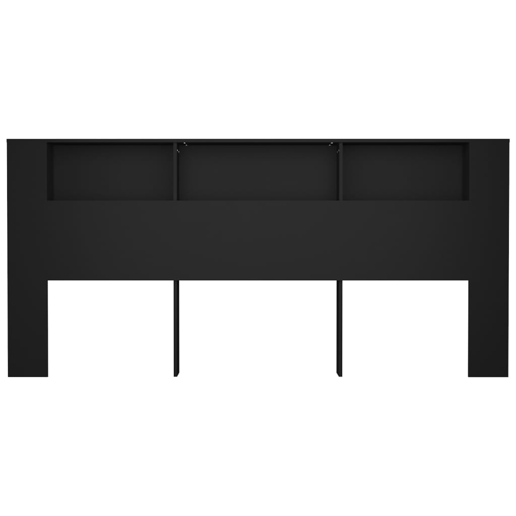 Headboard Cabinet Black 220 cm