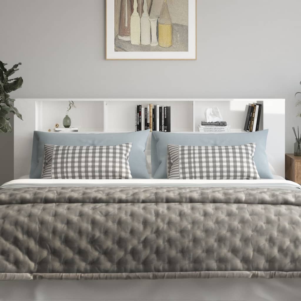 Headboard Cabinet High Gloss White 220x18.5x104.5 cm