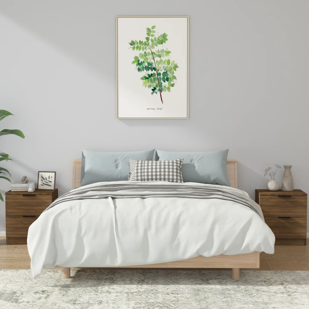 Bedside Cabinets 2 pcs Brown Oak Engineered Wood