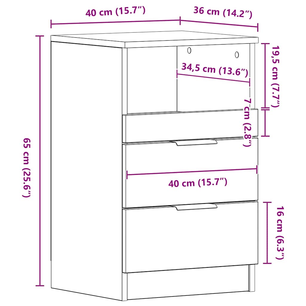 Bedside Cabinet Smoked Oak Engineered Wood