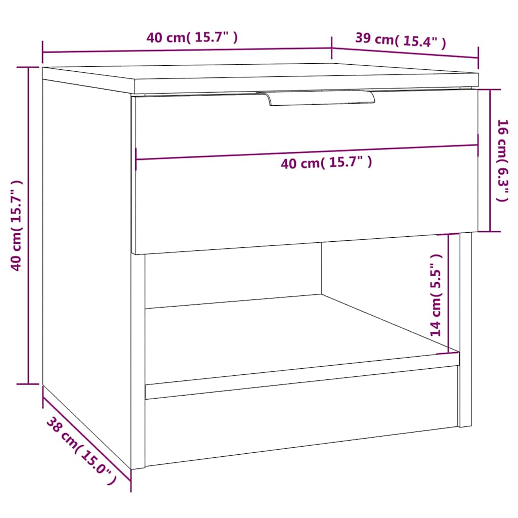 Bedside Cabinets 2 pcs Smoked Oak Engineered Wood