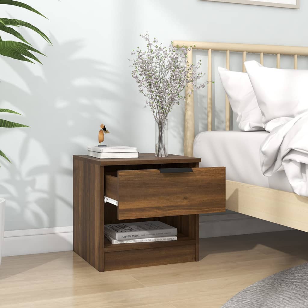 Bedside Cabinet Brown Oak Engineered Wood