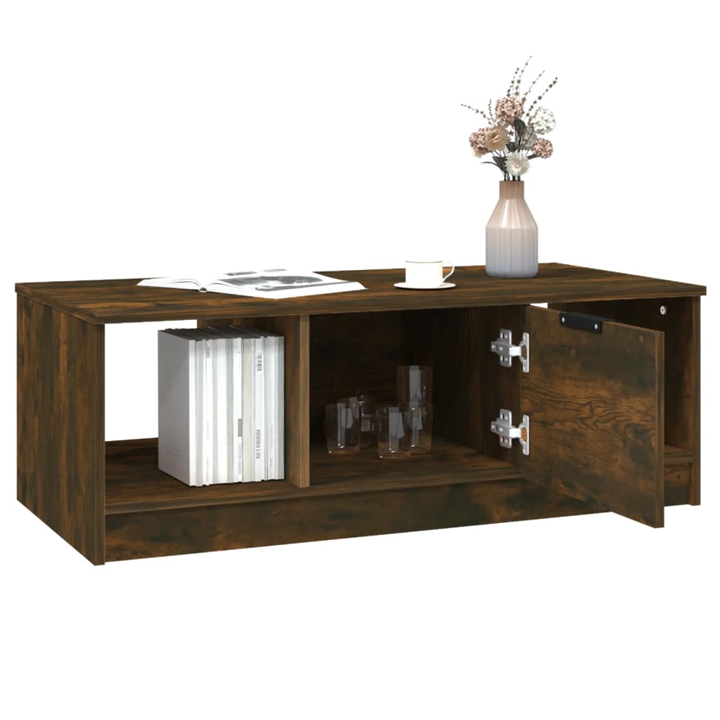 Coffee Table Smoked Oak 102x50x36 cm Engineered Wood
