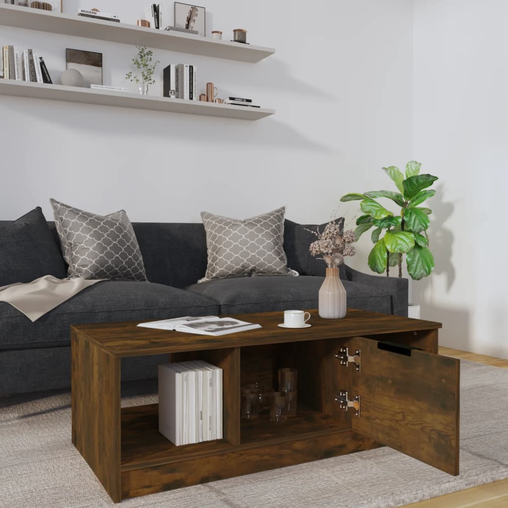 Coffee Table Smoked Oak 102x50x36 cm Engineered Wood