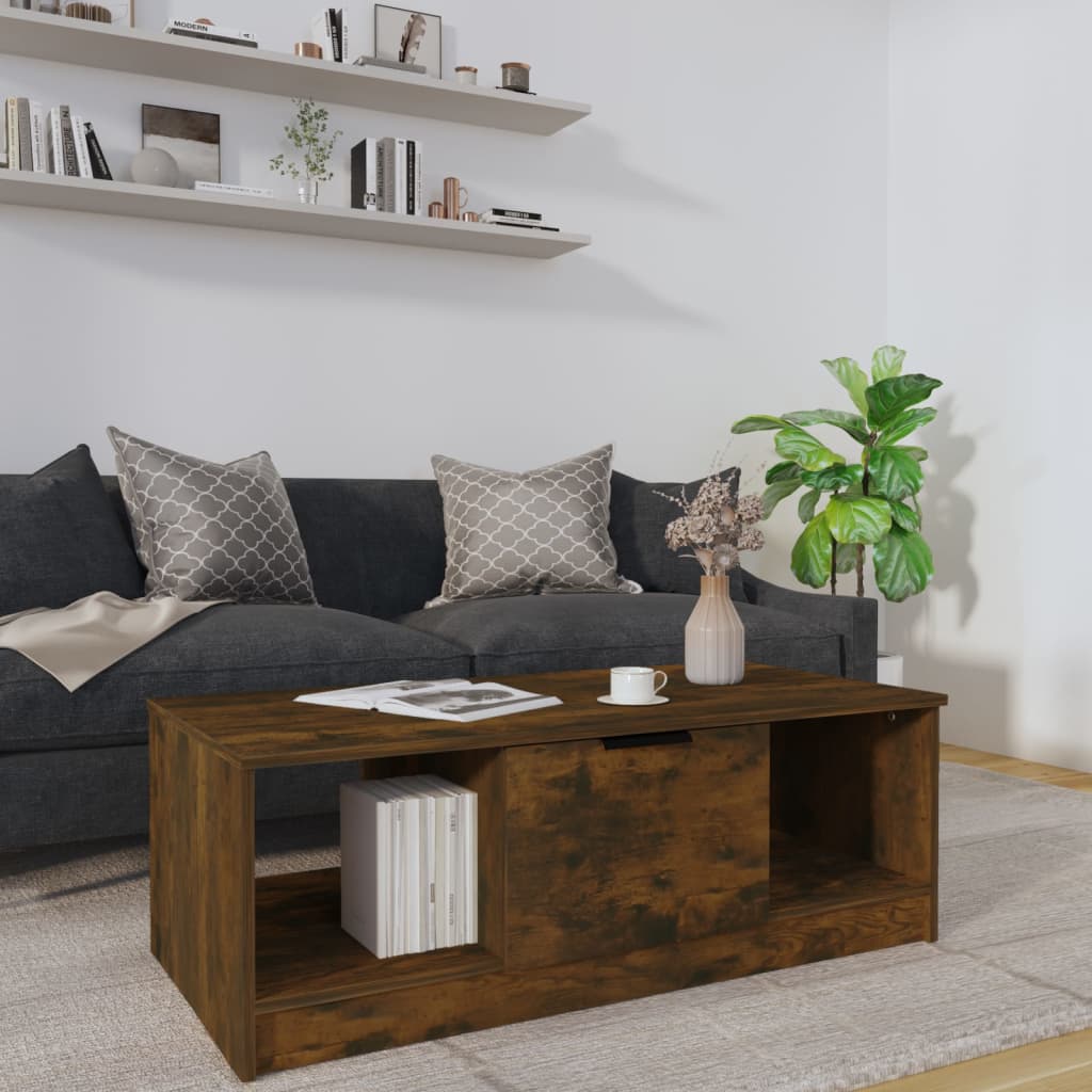Coffee Table Smoked Oak 102x50x36 cm Engineered Wood