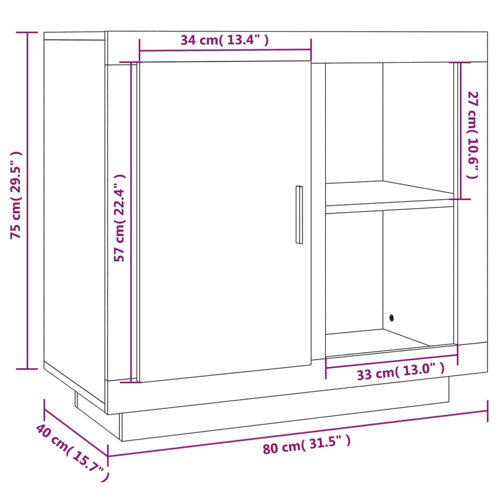 Sideboard Grey Sonoma 80x40x75 cm
