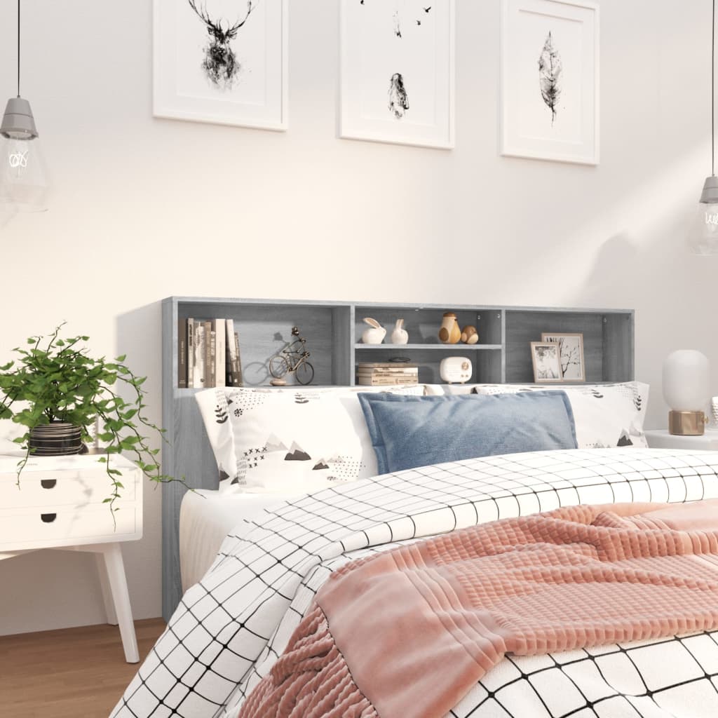 Headboard Cabinet Grey Sonoma 180x19x103.5 cm