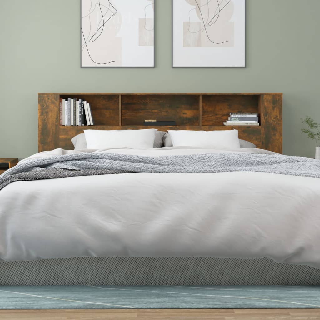Headboard Cabinet Smoked Oak 200 cm