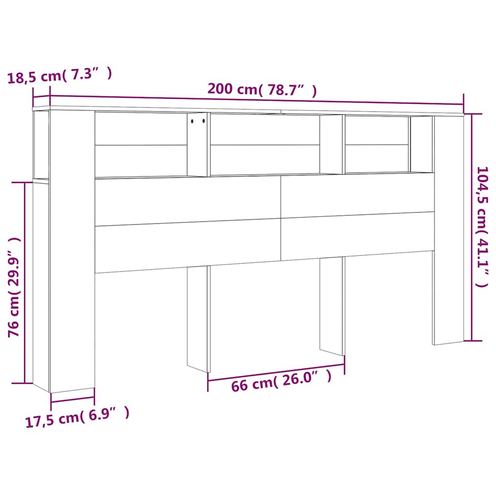 Headboard Cabinet Smoked Oak 200 cm