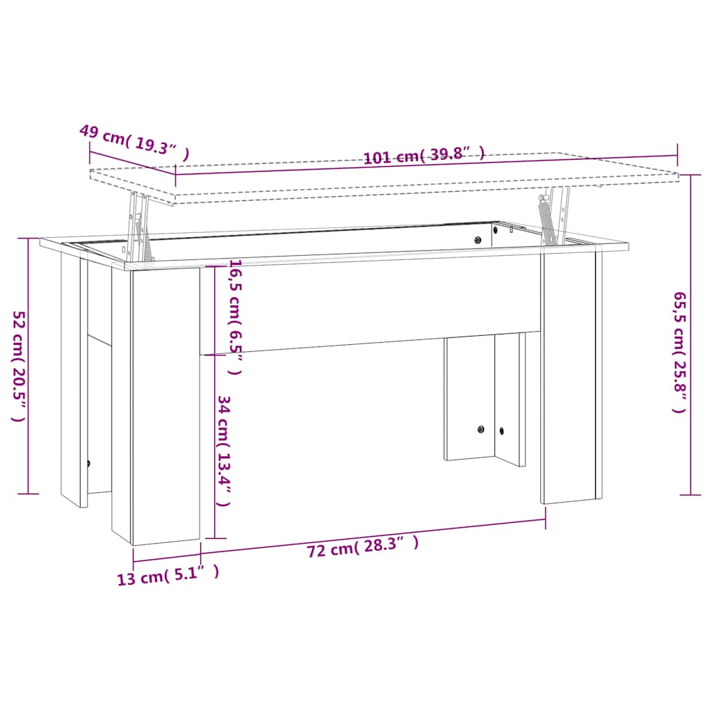 Coffee Table Sonoma Oak 101x49x52 cm Engineered Wood