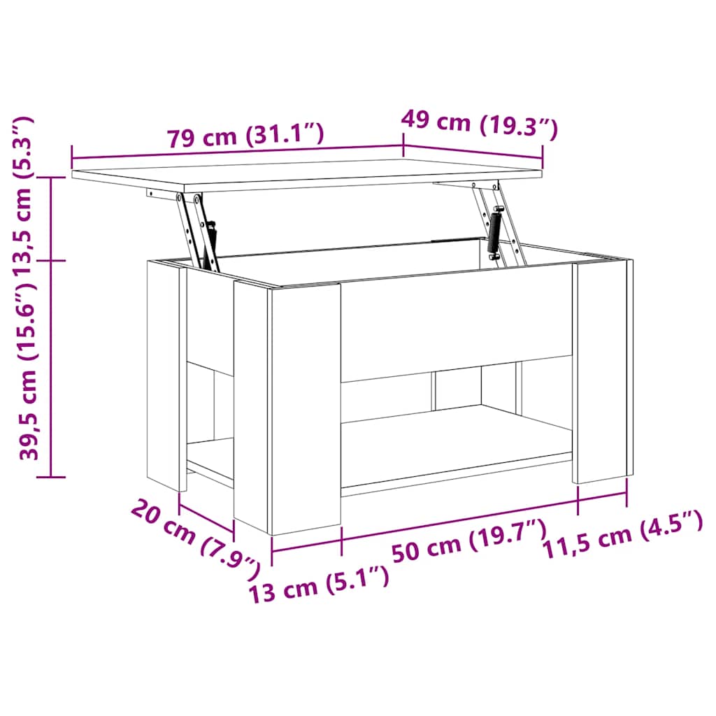 Coffee Table High Gloss White 79x49x41 cm Engineered Wood