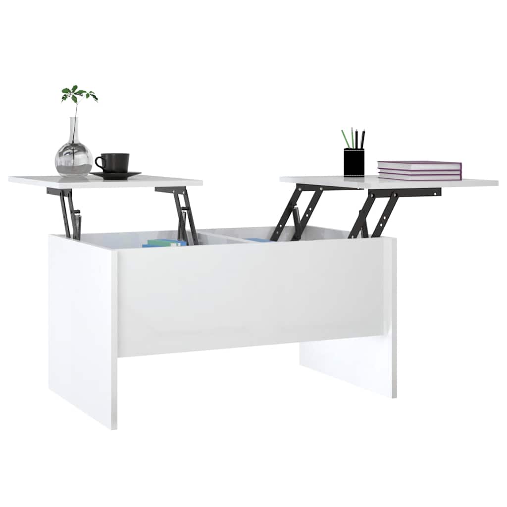 Coffee Table High Gloss White 80x50x42.5 cm Engineered Wood