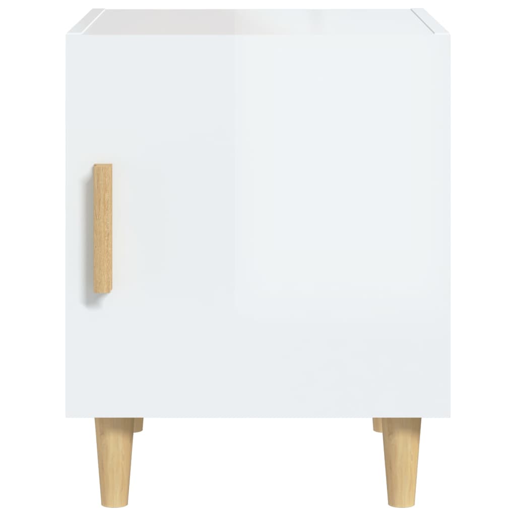Bedside Cabinet High Gloss White Engineered Wood