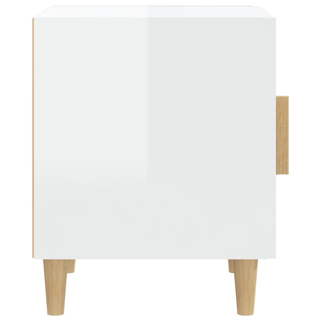 Bedside Cabinet High Gloss White Engineered Wood