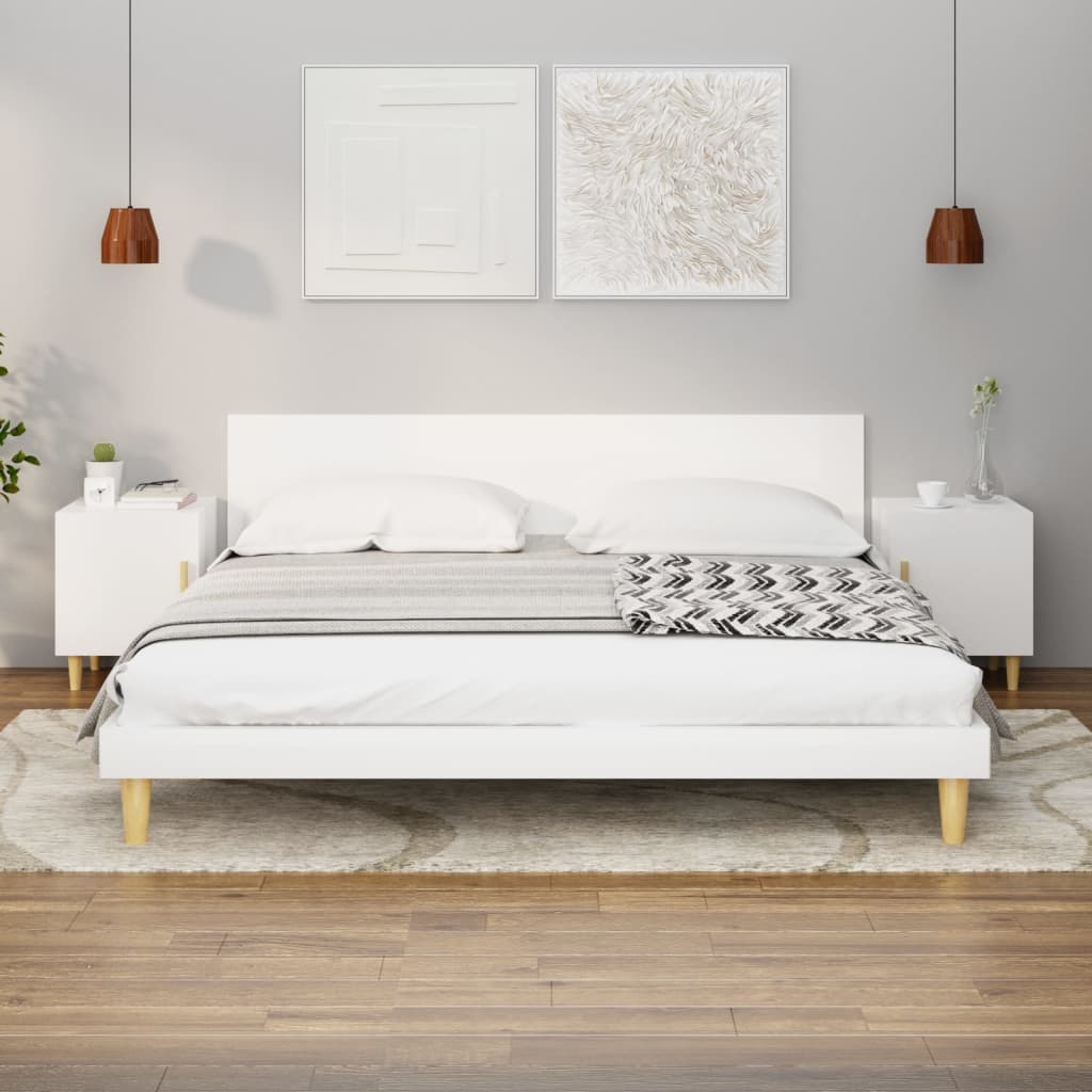 Bedside Cabinet High Gloss White Engineered Wood