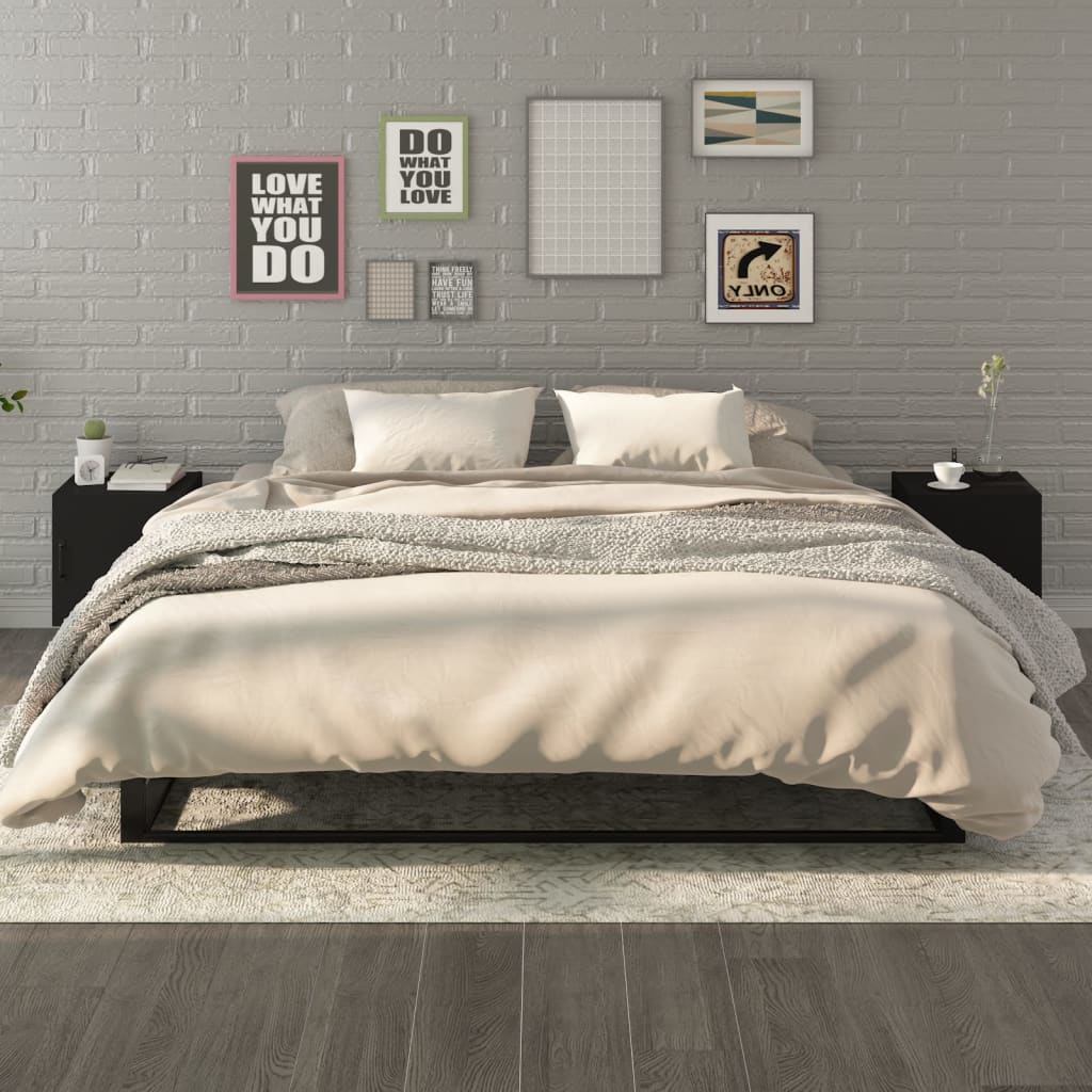 Bedside Cabinets 2 pcs Black Engineered Wood