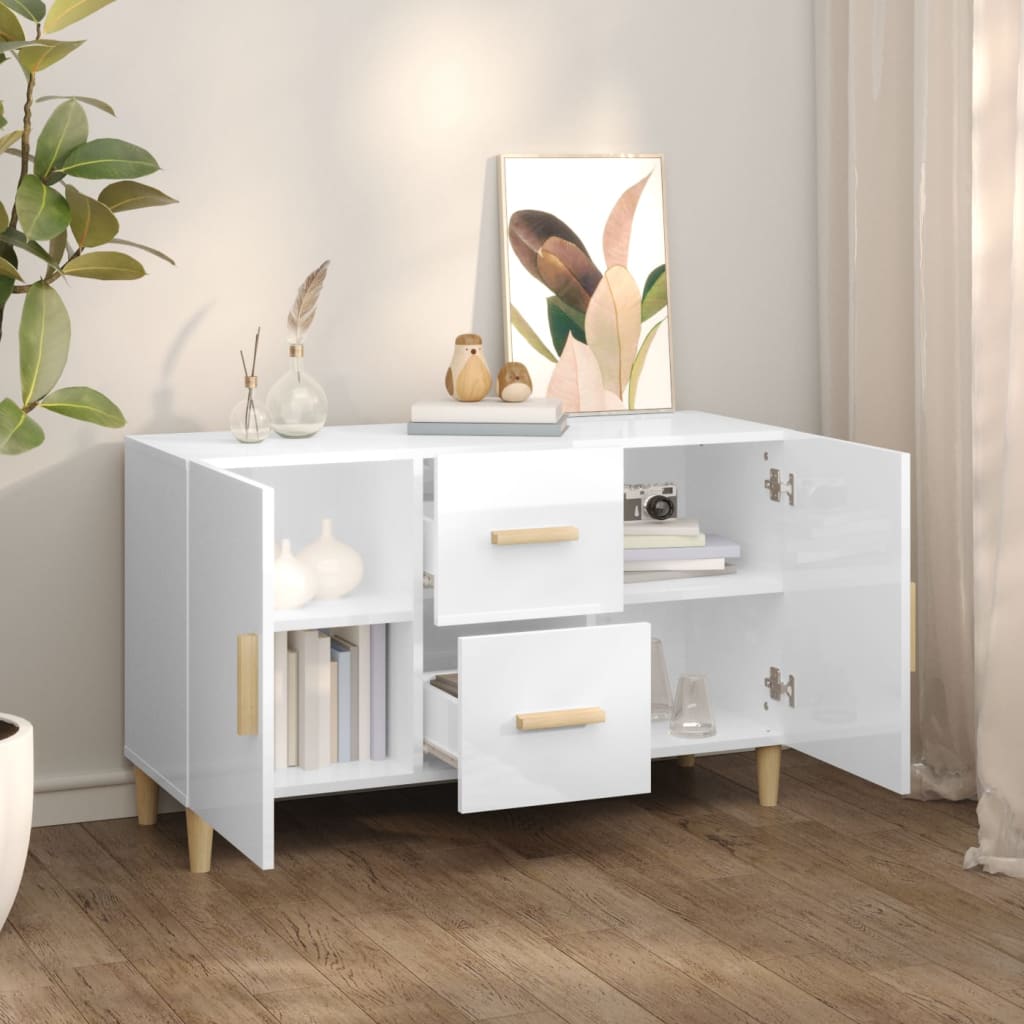 Sideboard High Gloss White 100x36x60 cm Engineered Wood