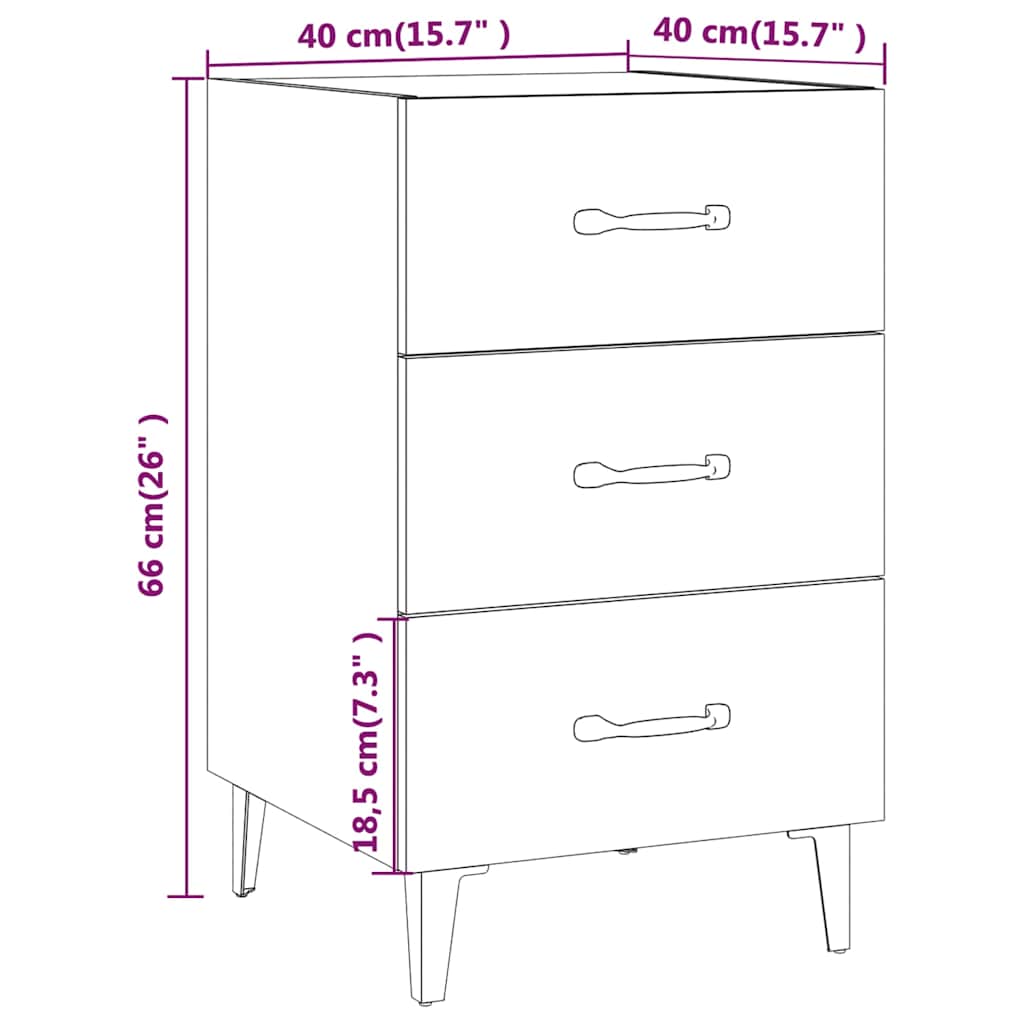 Bedside Cabinet Brown Oak 40x40x66 cm Engineered Wood