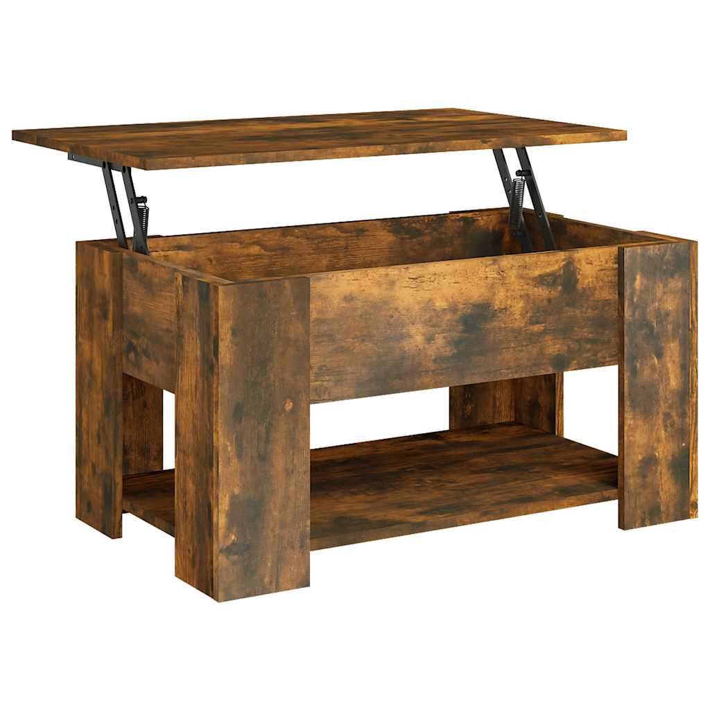 Coffee Table Smoked Oak 79x49x41 cm Engineered Wood