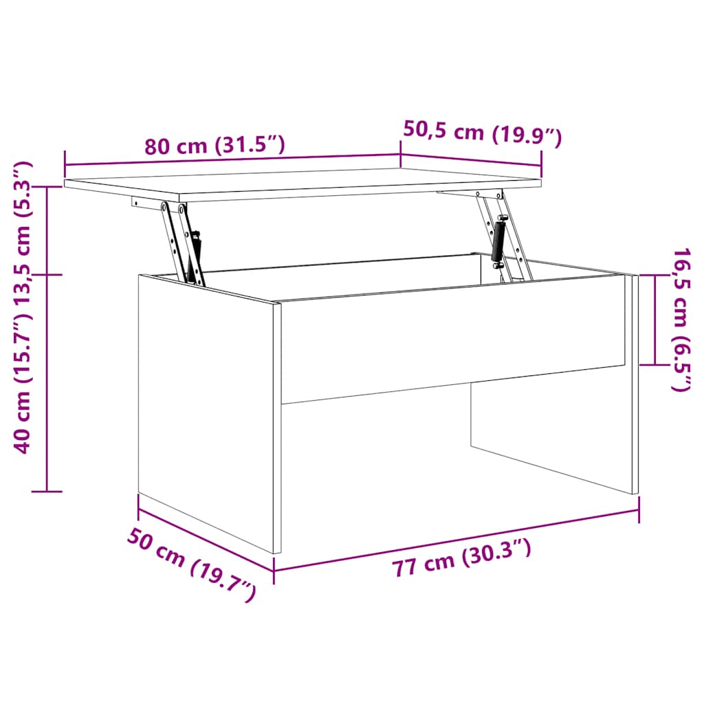 Coffee Table Grey Sonoma 80x50.5x41.5 cm Engineered Wood