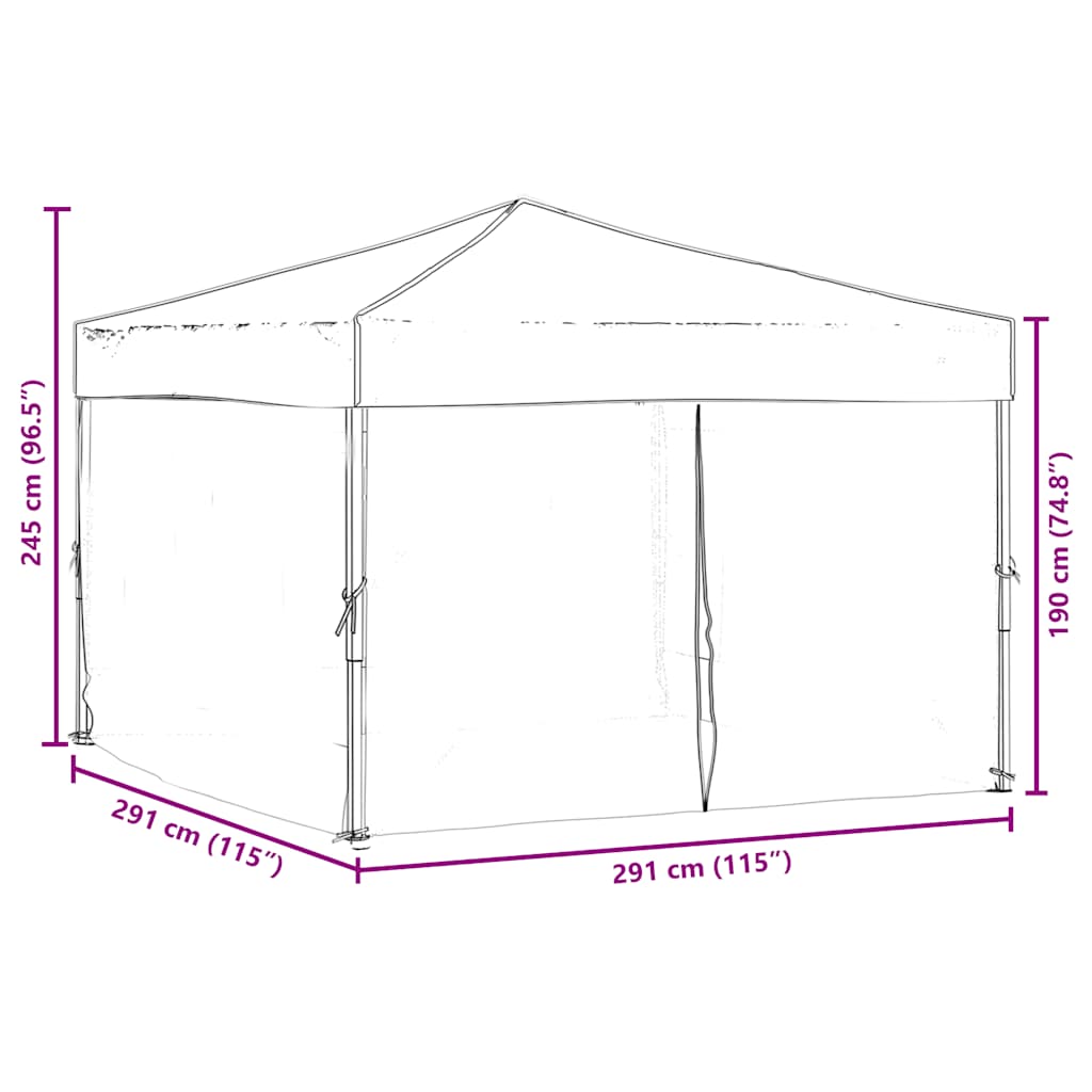 Folding Party Tent with Sidewalls Blue 3x3 m