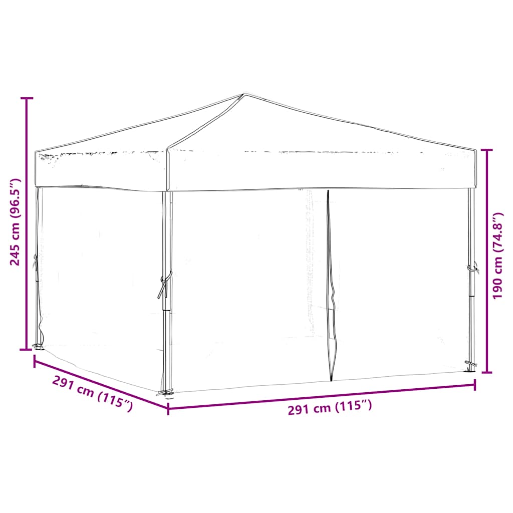 Folding Party Tent with Sidewalls Taupe 3x3 m