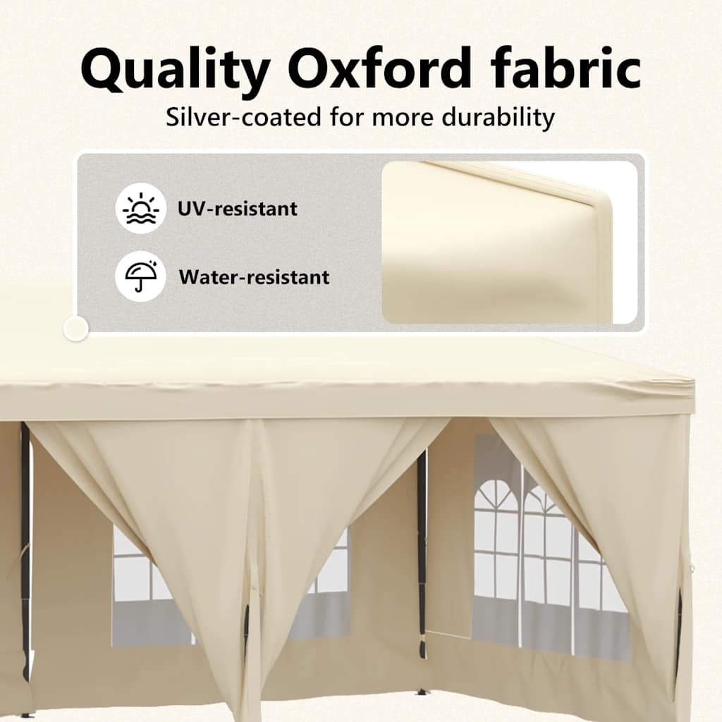 Folding Party Tent with Sidewalls Cream 3x6 m