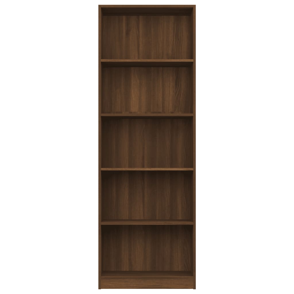5-Tier Book Cabinet Brown Oak 60x24x175 cm Engineered Wood