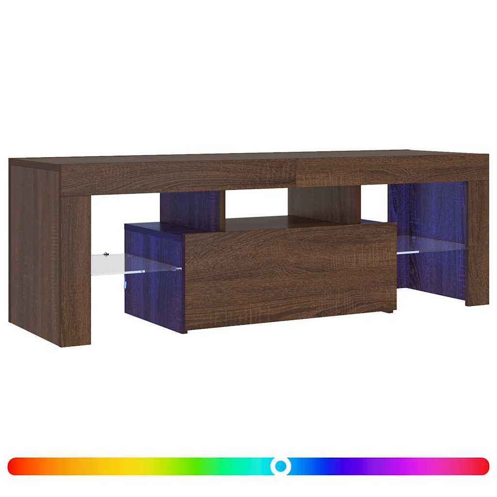 TV Cabinet with LED Lights Brown Oak 120x35x40 cm