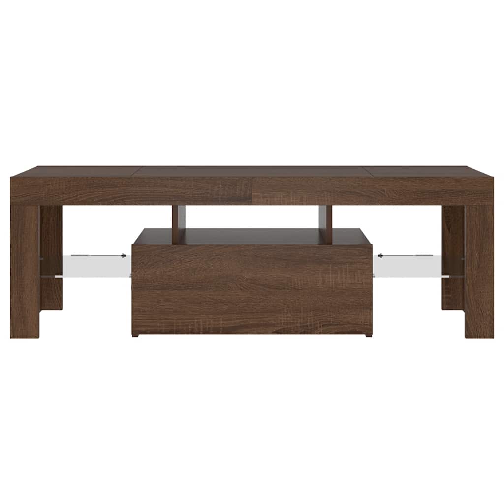 TV Cabinet with LED Lights Brown Oak 120x35x40 cm