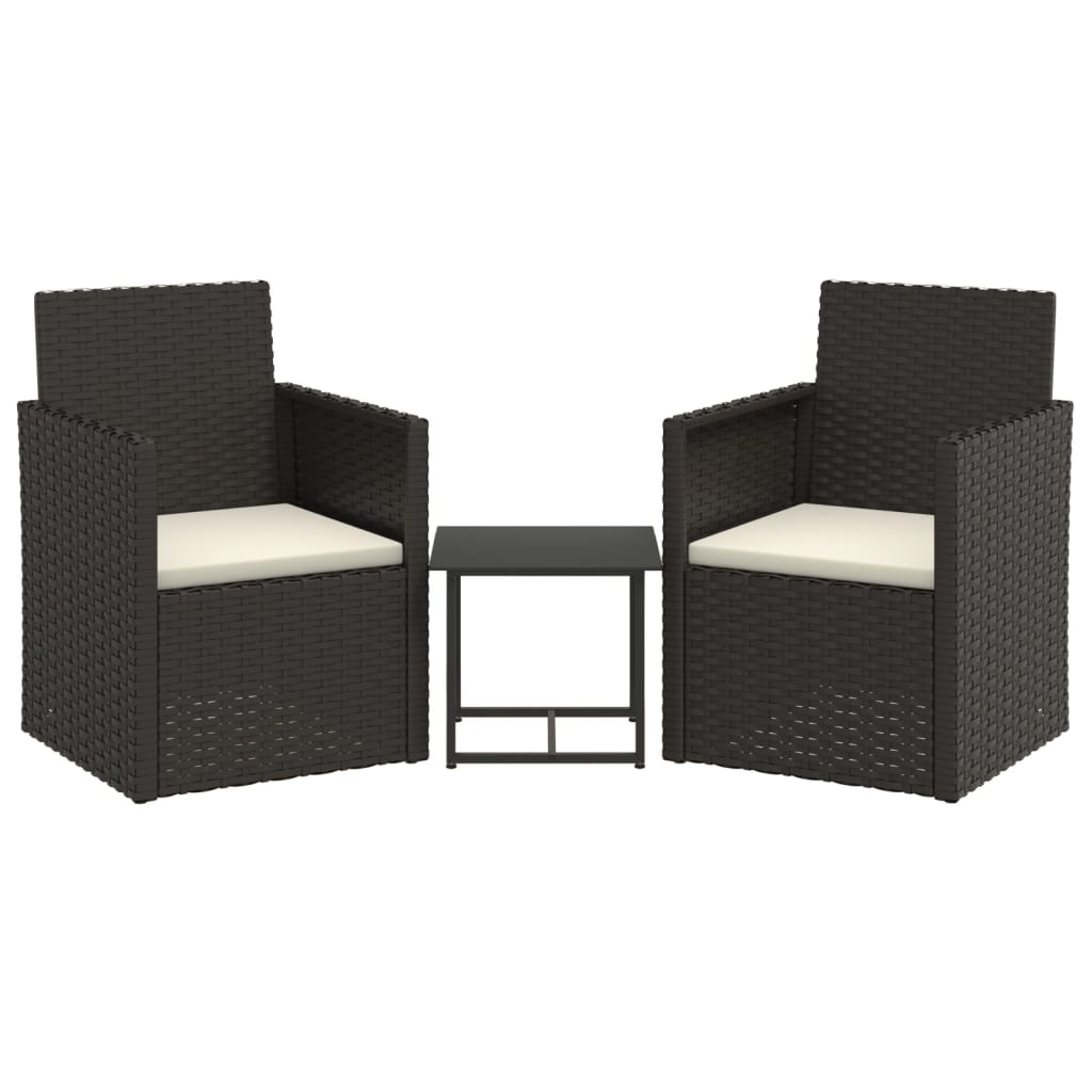 3 Piece Outdoor Sofa Set with Cushions Black Poly Rattan