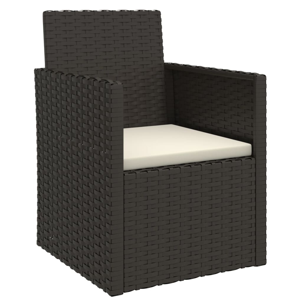 3 Piece Outdoor Sofa Set with Cushions Black Poly Rattan