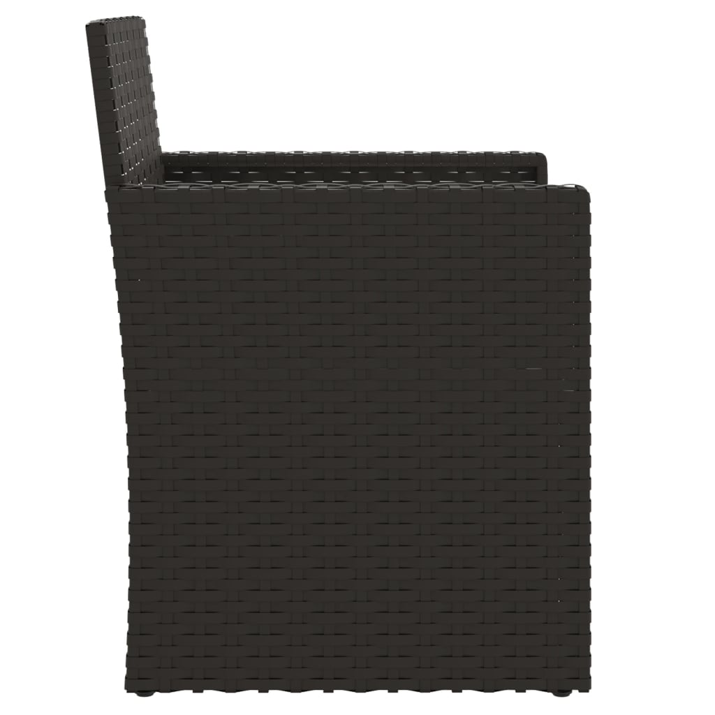 3 Piece Outdoor Sofa Set with Cushions Black Poly Rattan